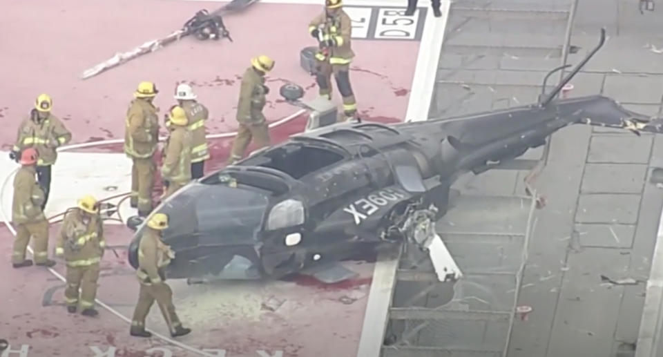 Helicopter crashed on the helipad of Keck Hospital of USC.