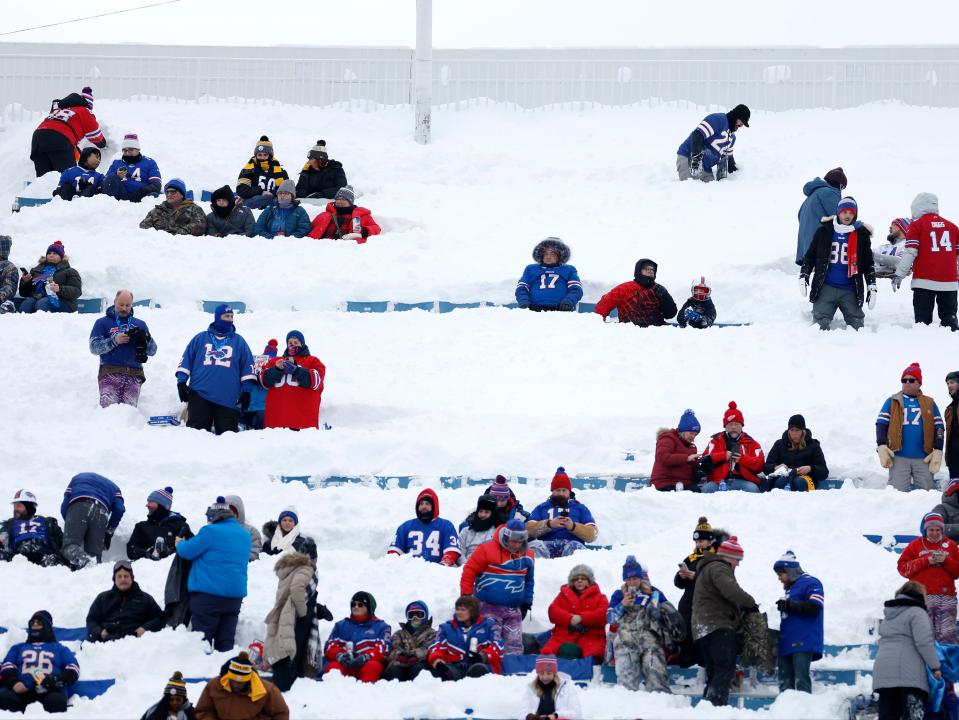Bills fans take their places before a game against the Pittsburgh Steelers on 15 January, 2024 (Sarah Stier/Getty Images)