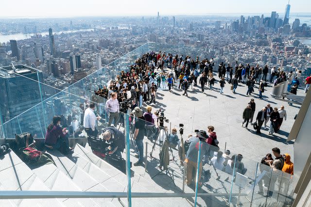 <p>Spencer Platt/Getty</p> Viewing the eclipse in New York City