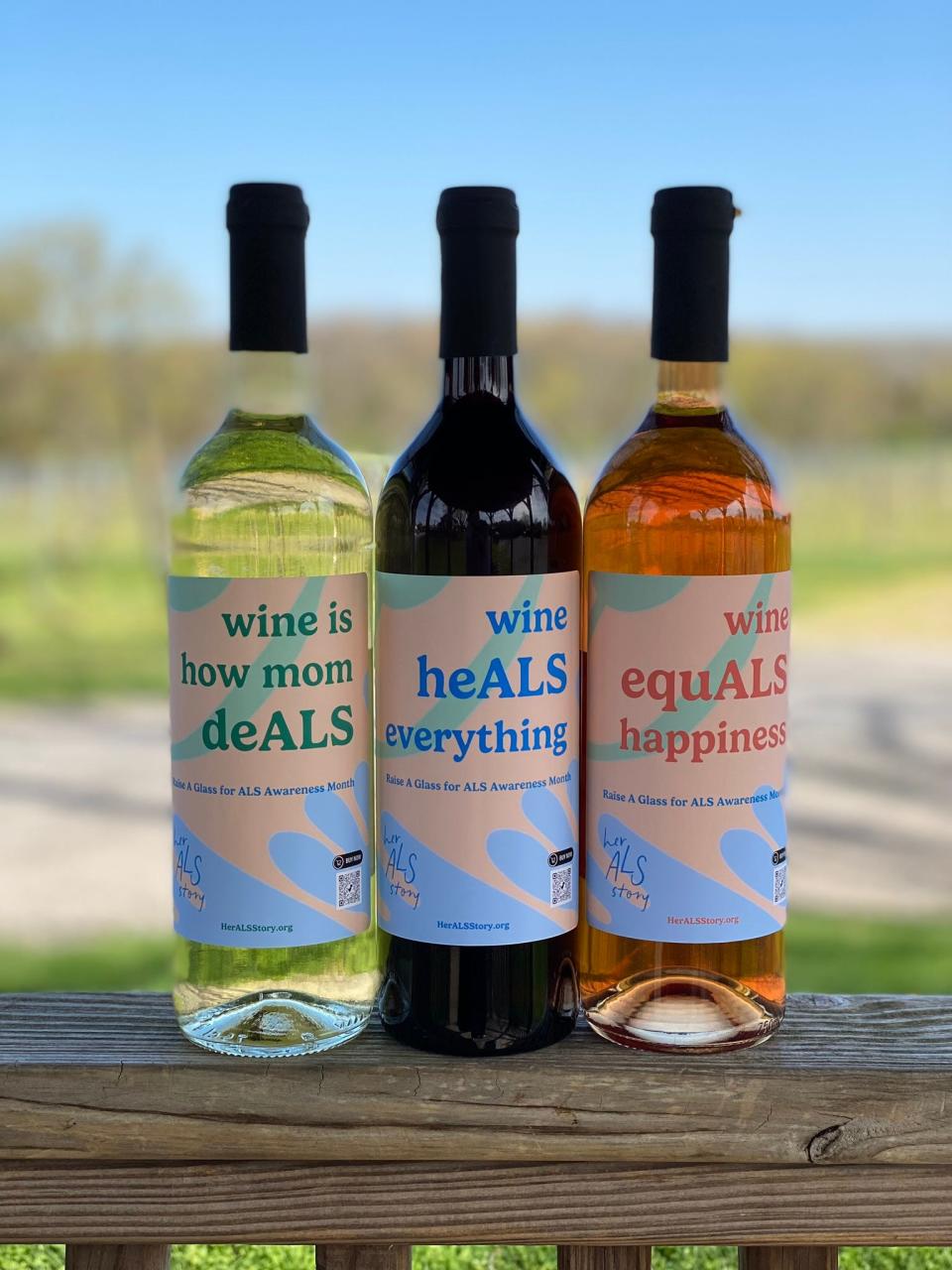 The new line of wines includes the HeALS Everything Red, How Mom DeALS white and Wine EquALS Happiness Blush.