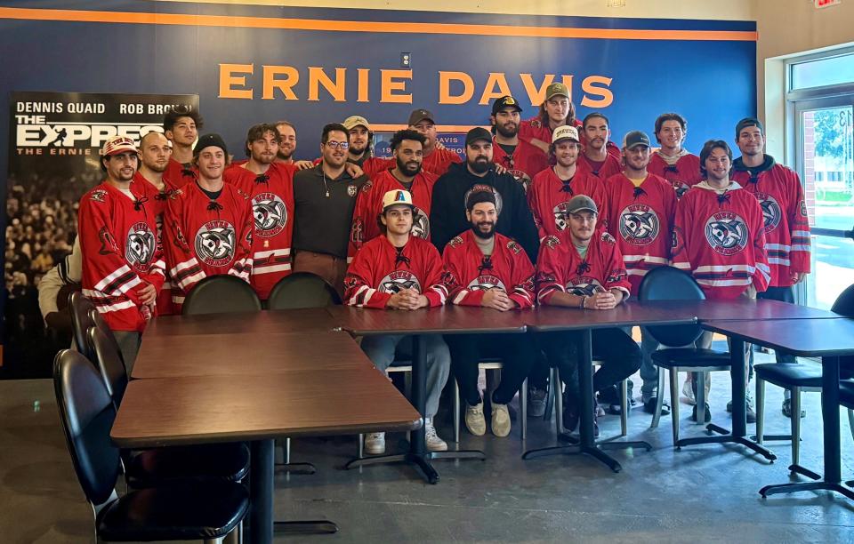The Elmira River Sharks during Media Day on Oct. 11, 2023 at First Arena in Elmira.