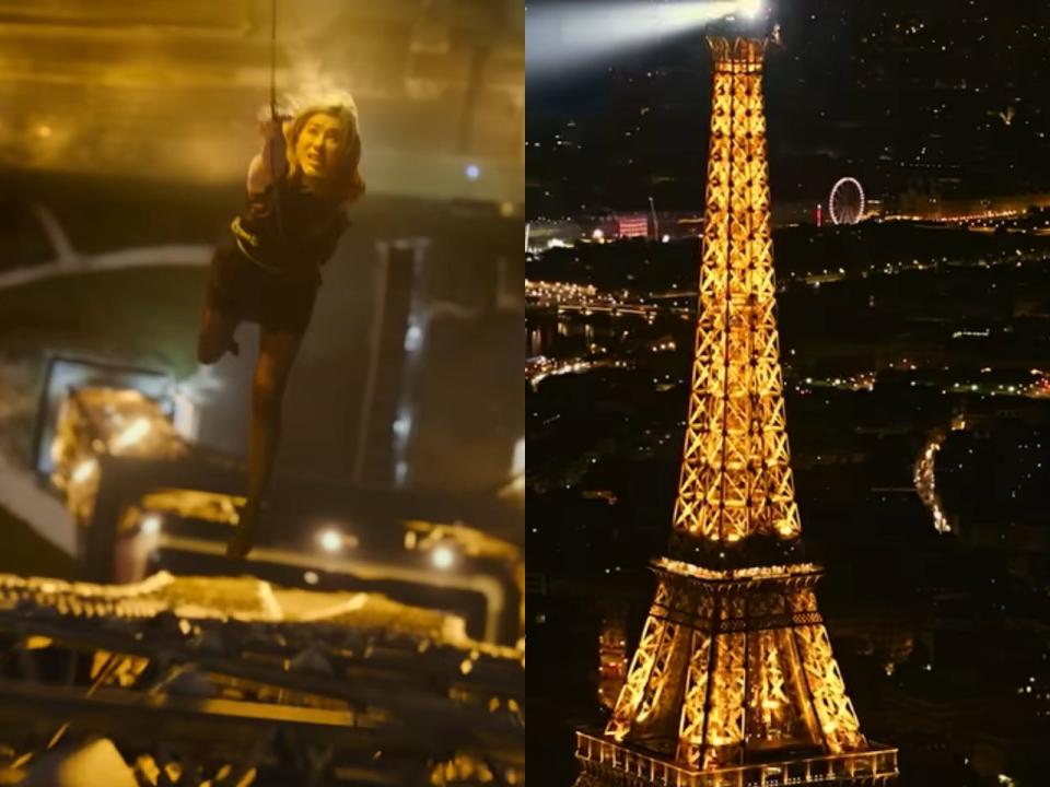 Jennifer Aniston appears to be scaling the Eiffel Tower in the Murder Mystery 2 trailer