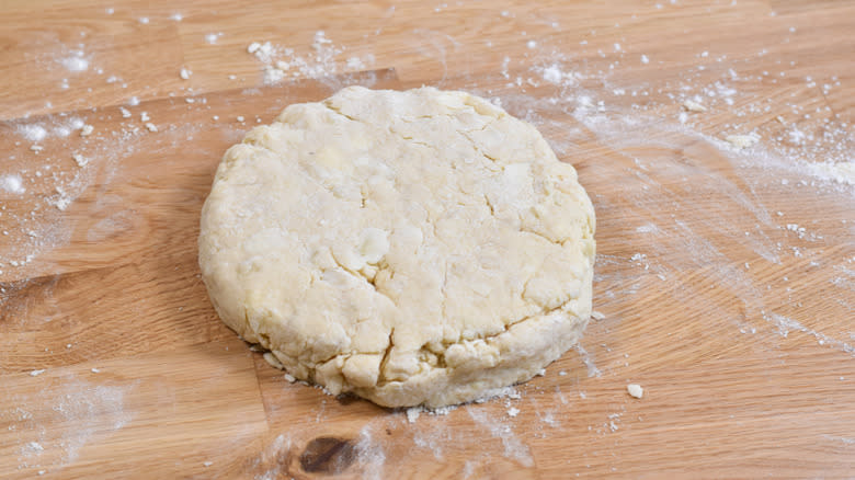 scone dough shaped into circle