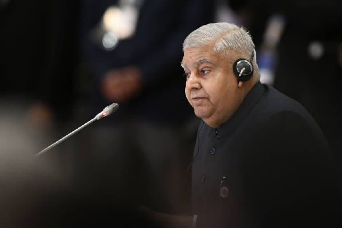 File: India's vice president Jagdeep Dhankhar takes part in the ASEAN-India Summit as part of the 40th and 41st Association of Southeast Asian Nations (ASEAN) Summits (AFP via Getty Images)