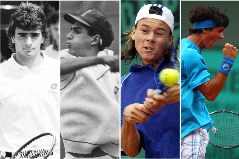 Guillermo Pérez Roldan, Mariano Zabaleta, Guillermo Coria y Agustín Velotti, algunos de los argentinos que fueron campeones en la categoría junior de Roland Garros.