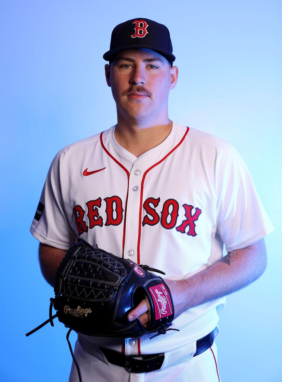FORT MYERS, FLORIDA - FEBRUARY 20: Josh Winckowski #25 of the Boston Red Sox poses for a portrait at JetBlue Park at Fenway South on February 20, 2024 in Fort Myers, Florida. (Photo by Elsa/Getty Images)