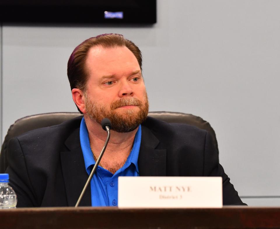 Matt Nye at the Charter Review Commission meeting Thursday evening in Viera. 