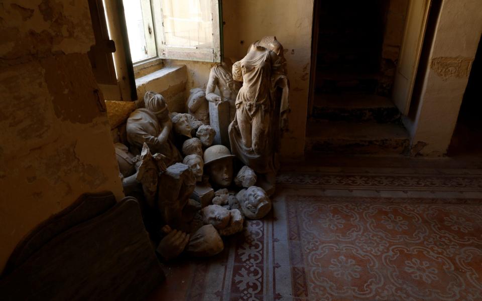 Pieces of broken statues that were recovered from the garden are piled up in a room at Villa Guardamangia, a former residence of Britain's Queen Elizabeth and Prince Philip, in Pieta, Malta, June 23, 2020 - Reuters/DARRIN ZAMMIT LUPI 