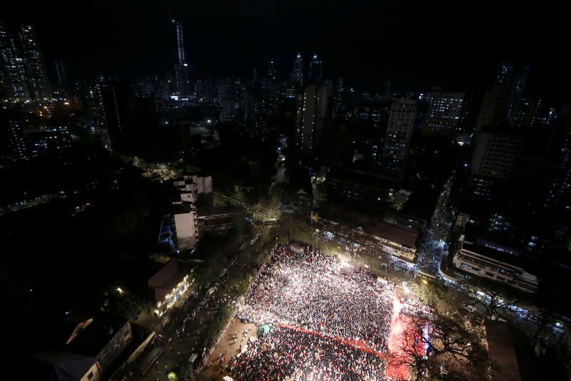 Demonstrators attend a protest against a new citizenship law in Mumbai