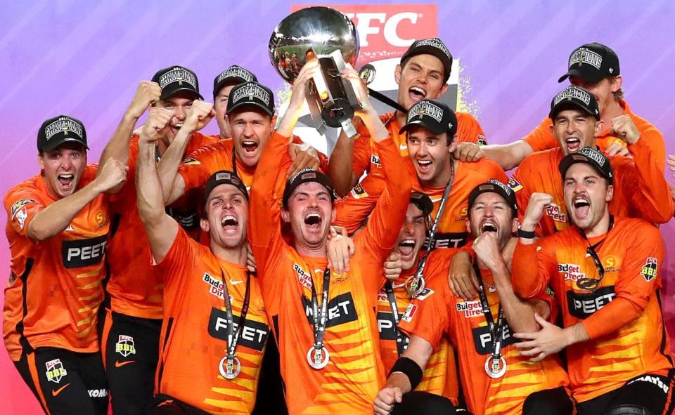 The Perth Scorchers, pictured here after winning the BBL in 2021/22.