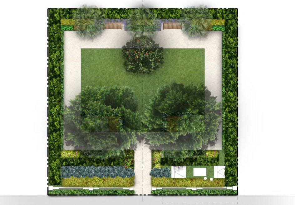 This rendering by Neivera Williams Design shows the planned upgrades to Palm Beach's pocket park on 247 Park Ave., with money given to the town by an anonymous donor.