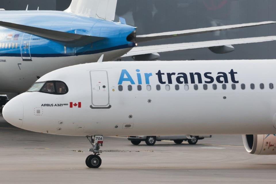 <p>Jakub Porzycki/NurPhoto via Getty</p> Air Transat plane at Toronto