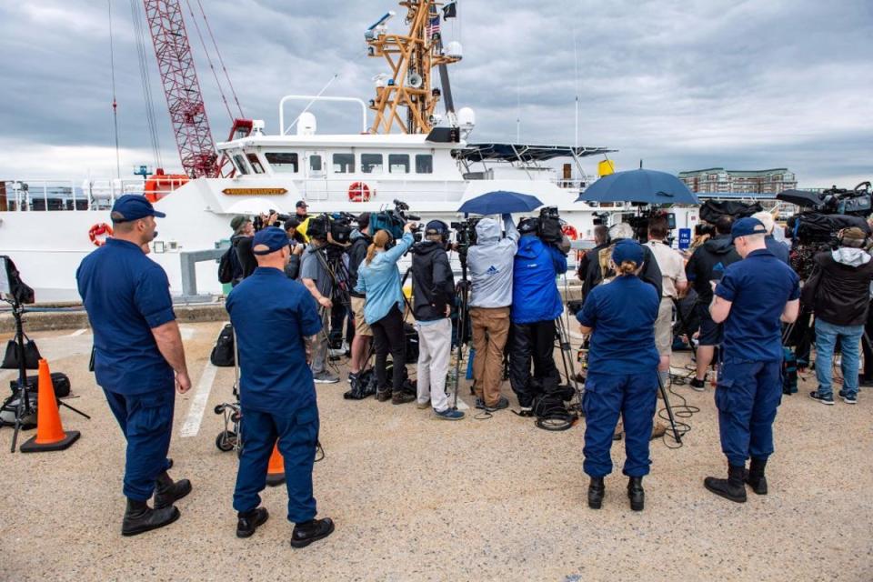 The US Coast Guard, along with the Canadian Navy continue the gruelling search for five passengers aboard the Titan submersible past the deadline for their supply of oxygen (AFP via Getty Images)