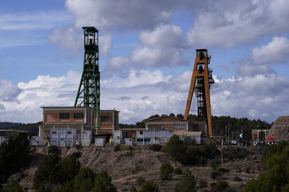 View of the Cabanasses de Súria mine, around 80 kilometers (50 miles) northwest of Barcelona, Spain, Thursday, March 9, 2023. Three workers died after becoming trapped deep underground in a potash mine in northeastern Spain on Thursday, firefighters said. (AP Photo/Joan Mateu Parra)