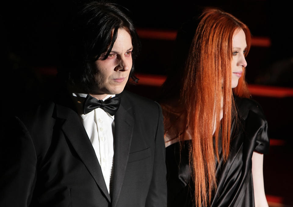 US singer Jack White and wife Karen Elson arrive at the world premiere of the new James Bond film 