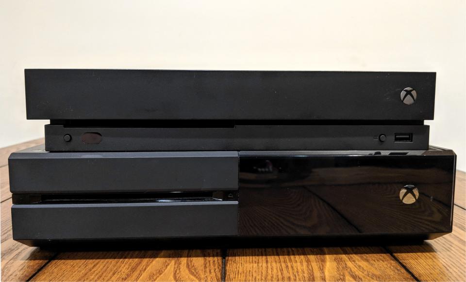 The Xbox One X is noticeably slimmer than the original Xbox One.