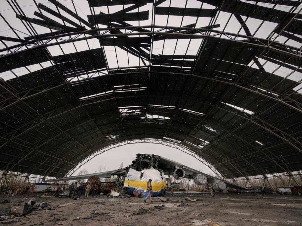 The damaged Antonov An-225 Mriya on April 2, 2022.