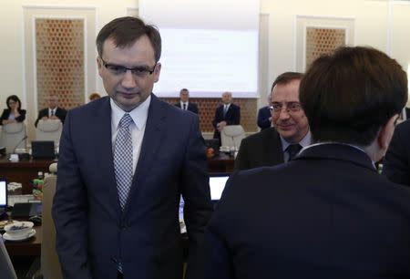 Poland's Minister of Justice Zbigniew Ziobro is seen at a government meeting in Warsaw, Poland July 25, 2017. REUTERS/Kacper Pempel