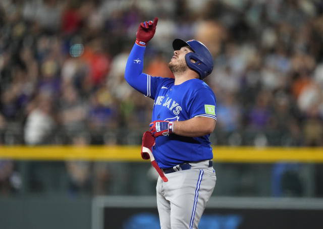 Toronto, Can. 08th June, 2023. June 8, 2023, TORONTO, ON, CAN: Toronto Blue  Jays' Alejandro Kirk hits an RBI double off Houston Astros starting pitcher  Framber Valdez during fifth inning American League