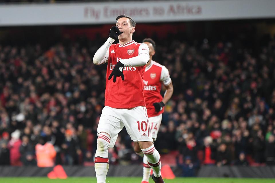 Mesut Ozil polished off a fine display by scoring Arsenal's third goal at the Emirates (Arsenal FC via Getty Images)