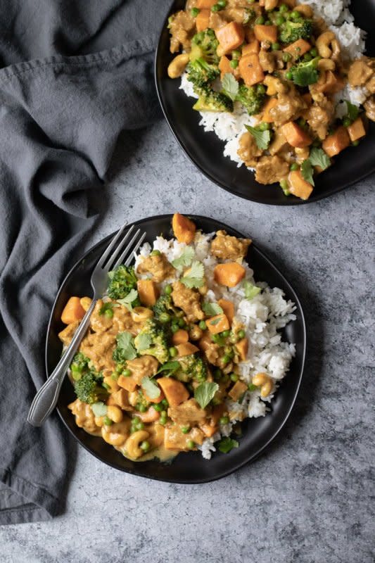 <p>My Quiet Kitchen</p><p>This simplified massaman curried seitan recipe has the distinct kick you want while being easy enough for a weeknight. Add a variety of vegetables, and serve atop your favorite rice. Ready in about 30 minutes!</p><p><strong>Get the recipe: <a href="https://myquietkitchen.com/massaman-curried-seitan/" rel="nofollow noopener" target="_blank" data-ylk="slk:Massaman Curried Seitan;elm:context_link;itc:0;sec:content-canvas" class="link rapid-noclick-resp">Massaman Curried Seitan</a></strong></p>