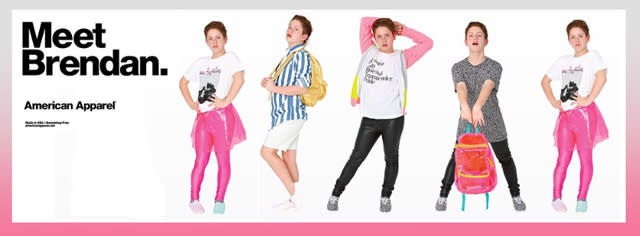 Brendan Jordan's new American Apparel advertisement.Image:Facebook.com/jordvnhaus