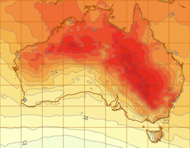 The temperatures were climbing at 11am on Thursday. Source: Bureau of Meteorology