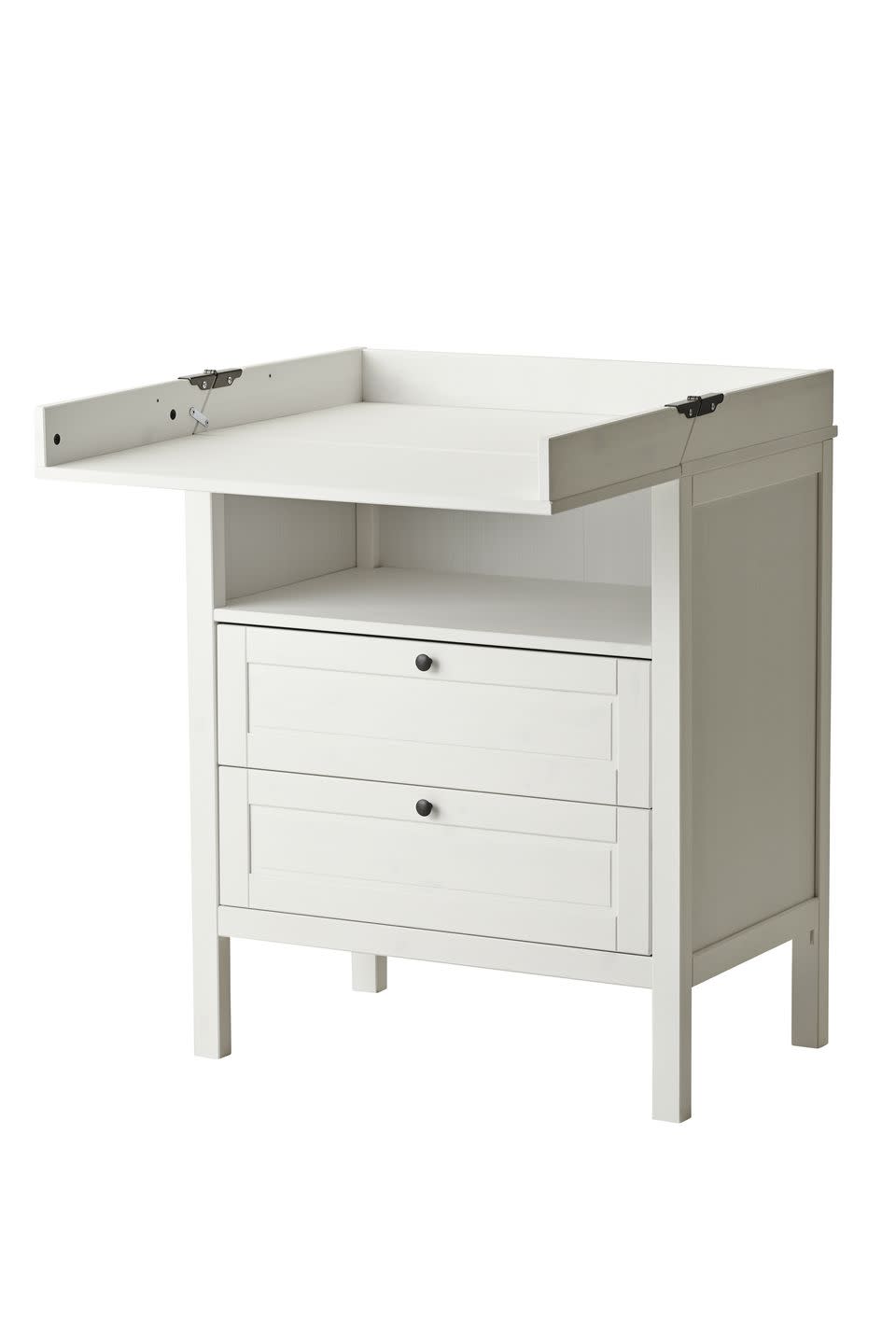 <p>Agnieszka says: 'Multifunctional furniture such as the SUNDVIK changing table, which can be transformed into a chest of drawers, is great for de-cluttering a nursery.'</p><p><a rel="nofollow noopener" href="https://www.ikea.com/gb/en/products/childrens-ikea-products/baby/changing-tables-nursing/sundvik-changing-table-chest-of-drawers-white-art-90256727/" target="_blank" data-ylk="slk:BUY NOW;elm:context_link;itc:0;sec:content-canvas" class="link ">BUY NOW</a><br></p>