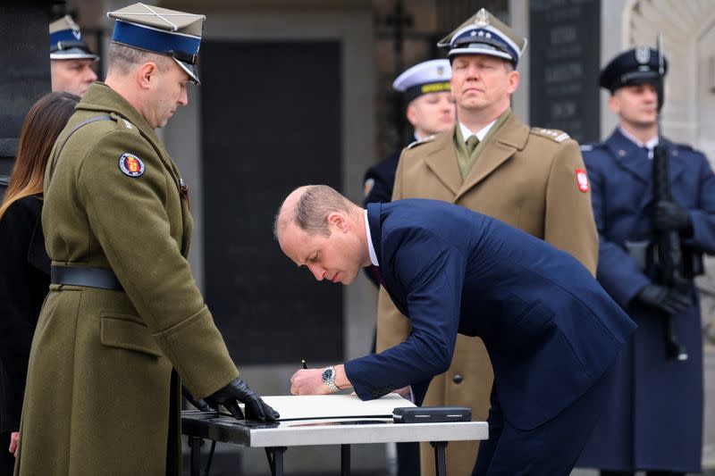 Britain's Prince William visit to Poland