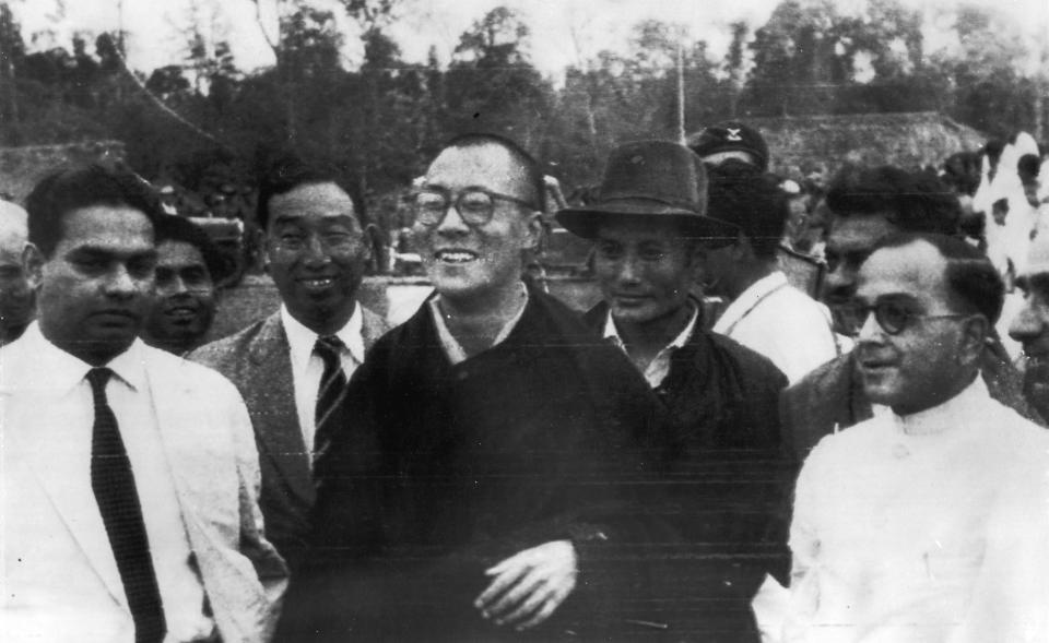 The Dalai Lama&nbsp;arrives in Tepzur, Assam, India, after fleeing his country, in the spring of&nbsp;1959.