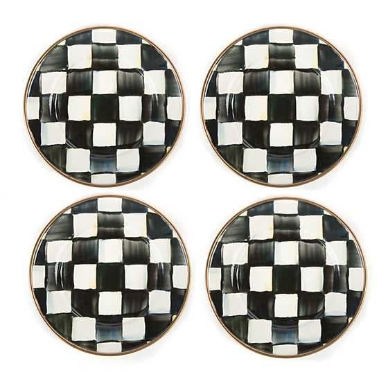 4) Courtly Check Enamel Canapé Plates – Set of four