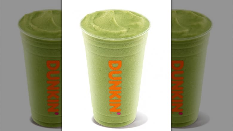 green matcha frozen drink from Dunkin'