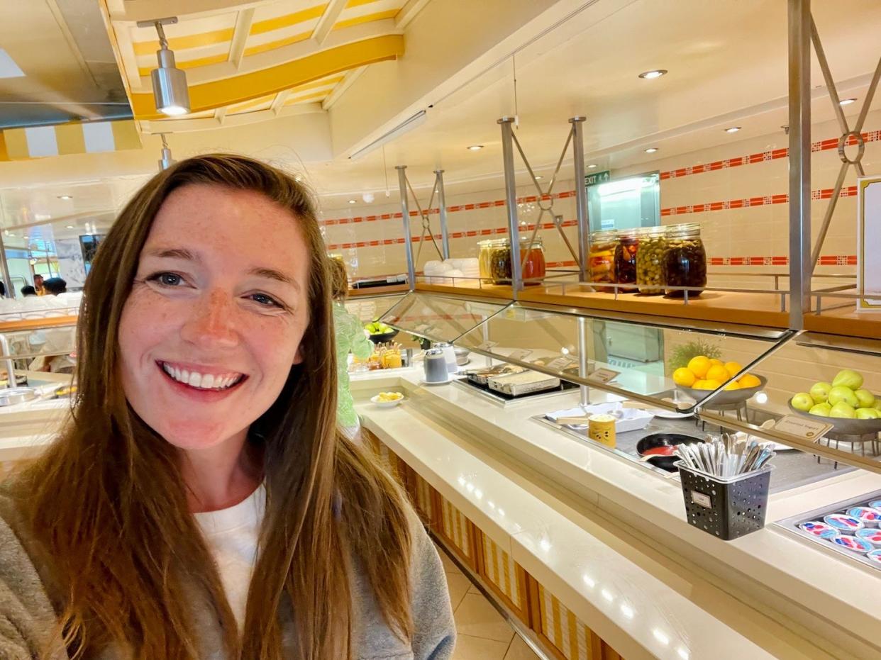 The author in front of Carnival Vista's Lido Buffet.