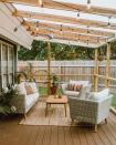 <p>Cozy up your backyard with comfy outdoor furniture and strands of string lights hanging from above. This just became your new favorite room in the house.</p><p><strong>See more at <a href="http://livvyland.com/2018/05/31/before-after-covered-patio-renovation-makeover/" rel="nofollow noopener" target="_blank" data-ylk="slk:LivvyLand;elm:context_link;itc:0;sec:content-canvas" class="link ">LivvyLand</a>.</strong></p><p><a class="link " href="https://www.amazon.com/Backyard-Hanging-Outdoor-Pergola-Deckyard/dp/B00RQHBZVS/ref=sr_1_12?tag=syn-yahoo-20&ascsubtag=%5Bartid%7C10050.g.3404%5Bsrc%7Cyahoo-us" rel="nofollow noopener" target="_blank" data-ylk="slk:SHOP STRING LIGHTS;elm:context_link;itc:0;sec:content-canvas">SHOP STRING LIGHTS</a></p>