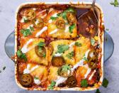 <p>An enchilada bake is a family favorite, and this recipe keeps the decadent cheese you love but swaps in some better-for-you ingredients. Jam-packed with ground turkey and veggies like zucchini, corn, and peppers you’ll be too distracted by the incredible flavors to even notice it’s healthy. </p><p><em><a href="https://www.delish.com/cooking/recipe-ideas/a40640629/turkey-zucchini-enchilada-casserole-recipe/" rel="nofollow noopener" target="_blank" data-ylk="slk:Get the recipe from Delish »;elm:context_link;itc:0;sec:content-canvas" class="link ">Get the recipe from Delish »</a></em></p>