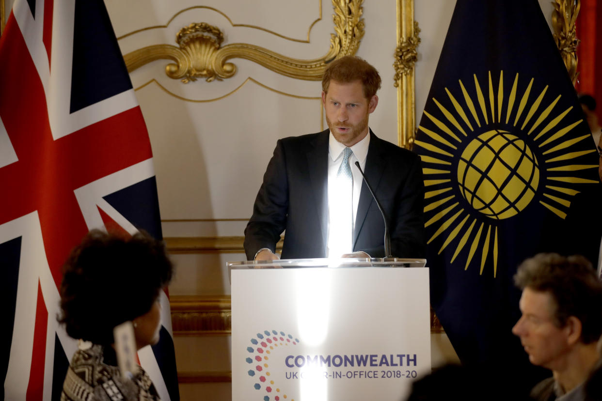 Prince Harry spoke about fatherhood during a recent engagement. [Photo: Getty]