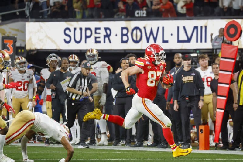 Kansas City Chiefs tight end Travis Kelce won three Super Bowl titles through his first 11 seasons in the NFL. File Photo by John Angelillo/UPI