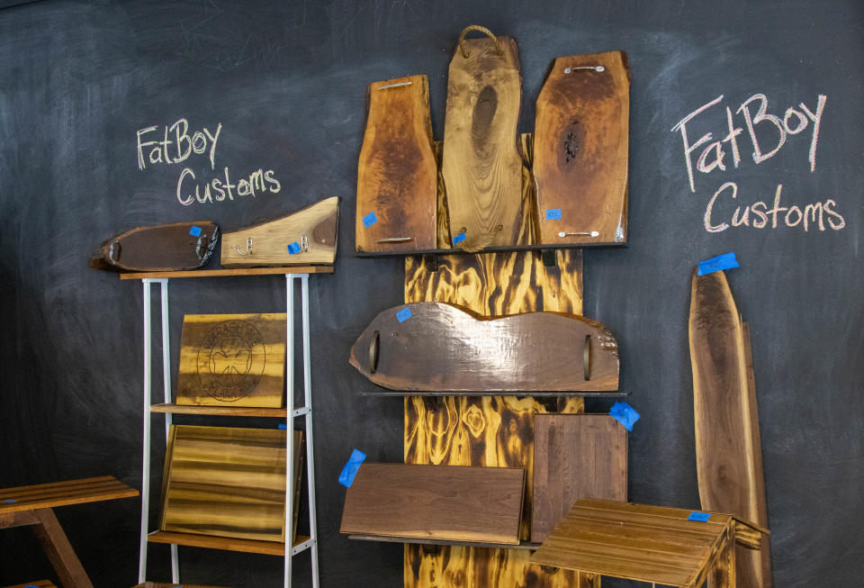 A display of FatBoy Customs products, which is one of the vendors that Bob Corbin, the owner of The Avenue Market, plans to host at his local vendor hub and farmer's market on 525 Wabash Avenue, in Lafayette, on May 6, 2022.