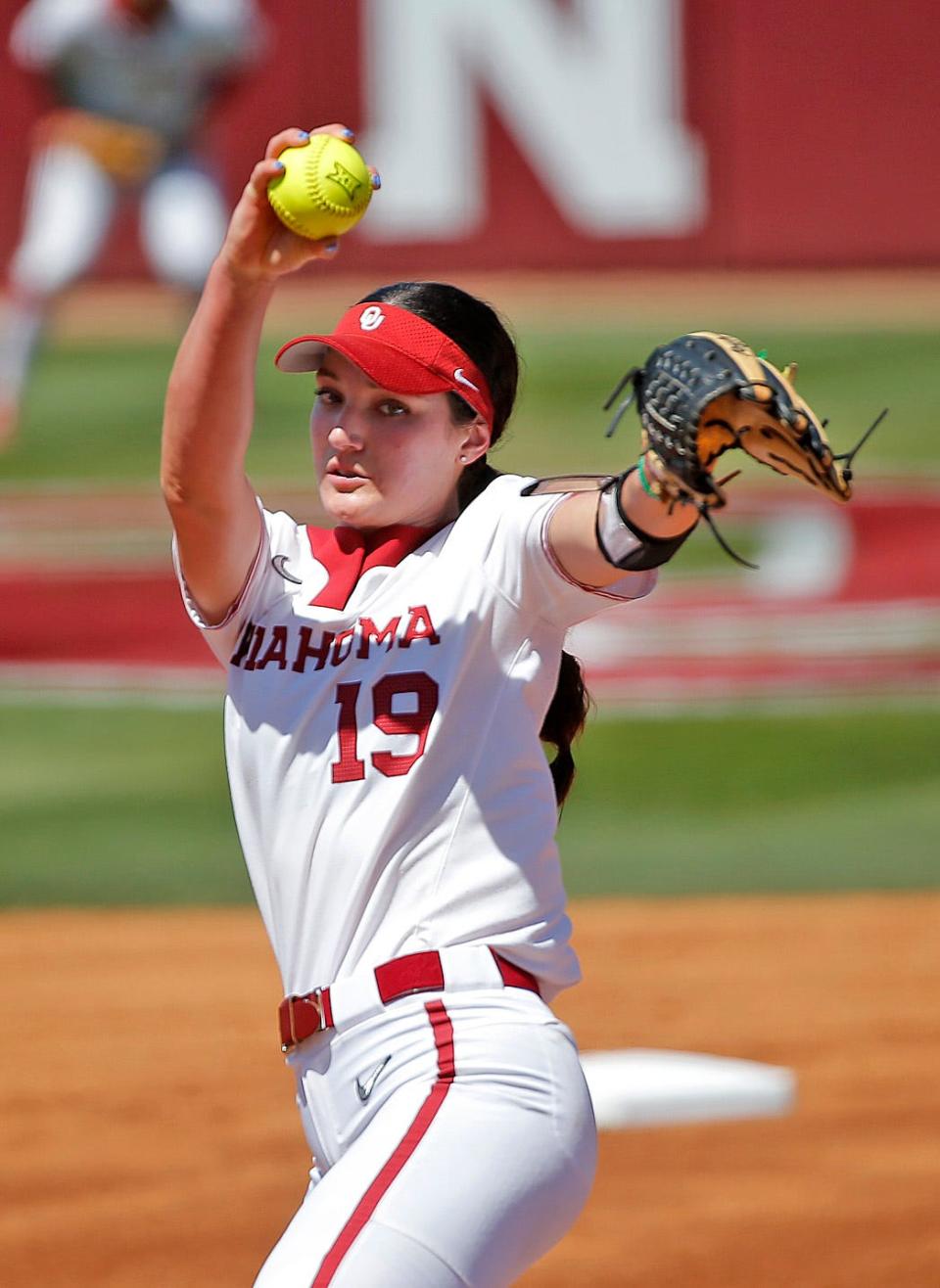 OU pitcher Nicole May allowed only two hits in 5 ⅓ scoreless innings Saturday against Texas Tech to lower her ERA to 0.43 this season.