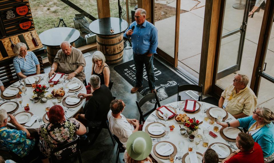 Wild Turkey Master Distiller Eddie Russell speaks to a group during the Kentucky Bourbon Affair.