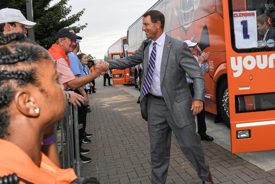 Clemson head coach Dabo Swinney during Tiger Walk before game at the Mercedes-Benz Stadium in Atlanta, Georgia Monday, September 5, 2022.