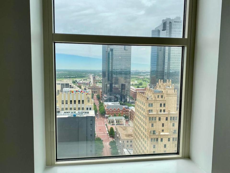 The view north from Refinery 714, a penthouse bar atop a downtown Fort Worth hotel.
