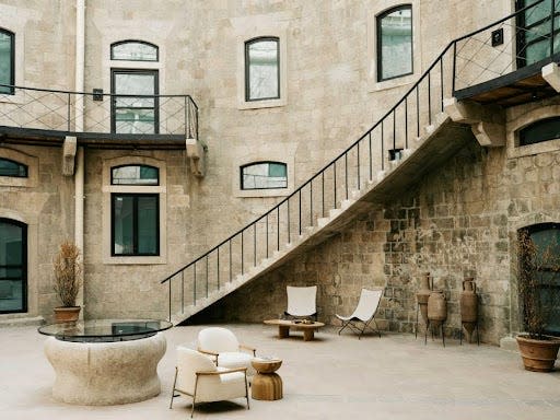 A staircase inside the Maluma Island Hotel.