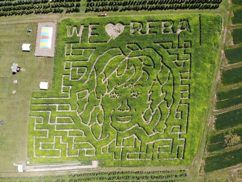 Each year, the husband-and-wife team at Mt. Airy Orchards partner with a different organization to design a corn maze with a new theme. This year, they partnered with Reba McEntire, in addition to farms across the country, in the midst of her new book release: "Not That Fancy."