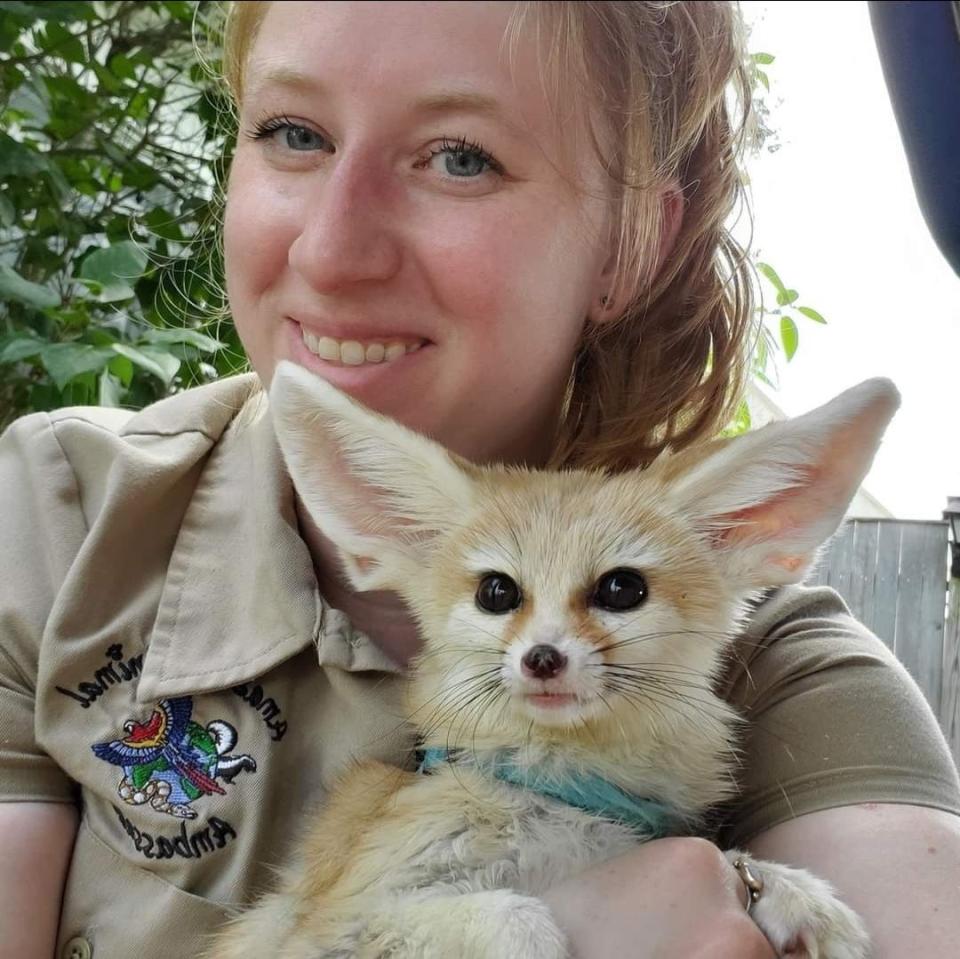 Bethany Jakubson, of Amazing Animal Ambassadors, poses with Milo the Fennec Fox, one of the many critters that will be at Amazing Animal Ambassadors' upcoming event at the Thornton Burgess Green Briar Nature Center and Jam Kitchen.