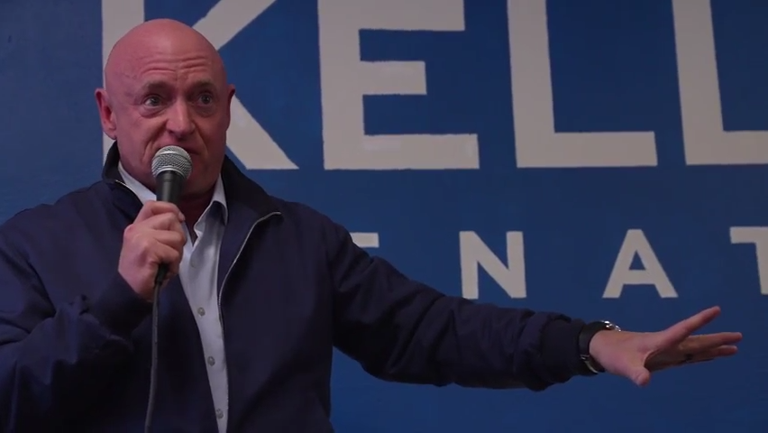 Sen. Mark Kelly speaks at an opening for Mission for Arizona Coordinated Campaign office in Mesa.