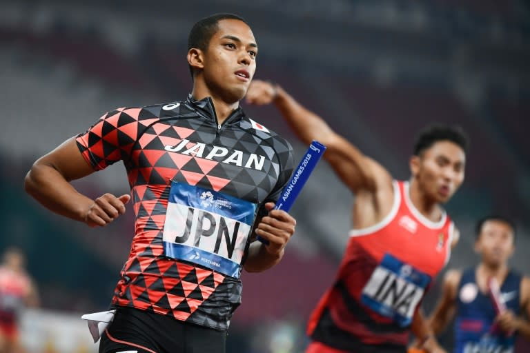 Aska Cambridge anchored Japan's 4x100 metres relay win