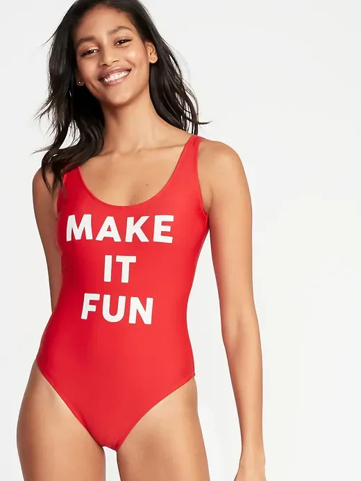 Graphic Scoop-Back Swimsuit for Women