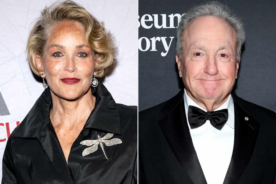 <p>Amanda Edwards/Getty; Mike Coppola/Getty</p> Sharon Stone (left) and Lorne Michaels