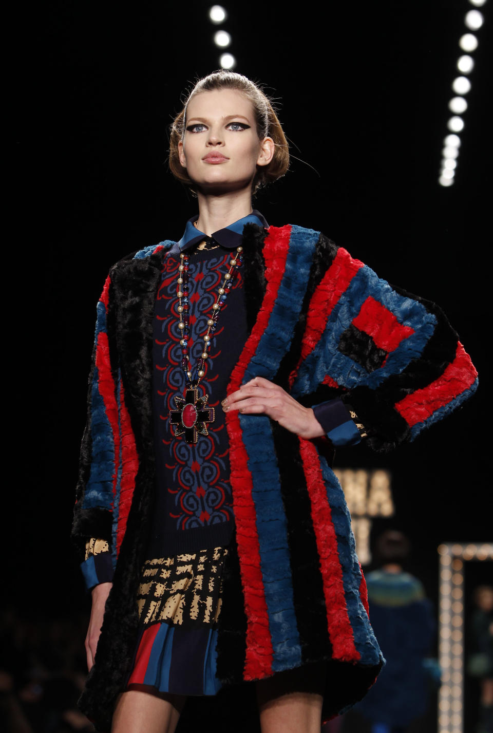 The Anna Sui Fall 2013 collection is modeled during Fashion Week, Wednesday, Feb. 13, 2013 in New York. (AP Photo/Jason DeCrow)